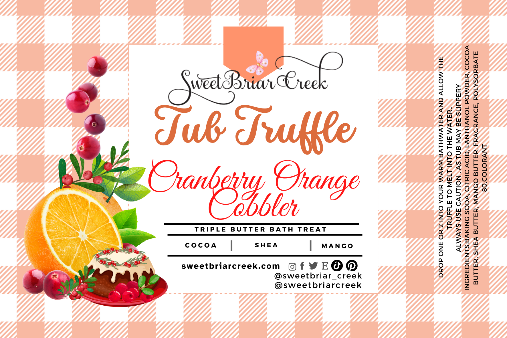 Cranberry Orange Cobbler Bath Butter Tub Truffles