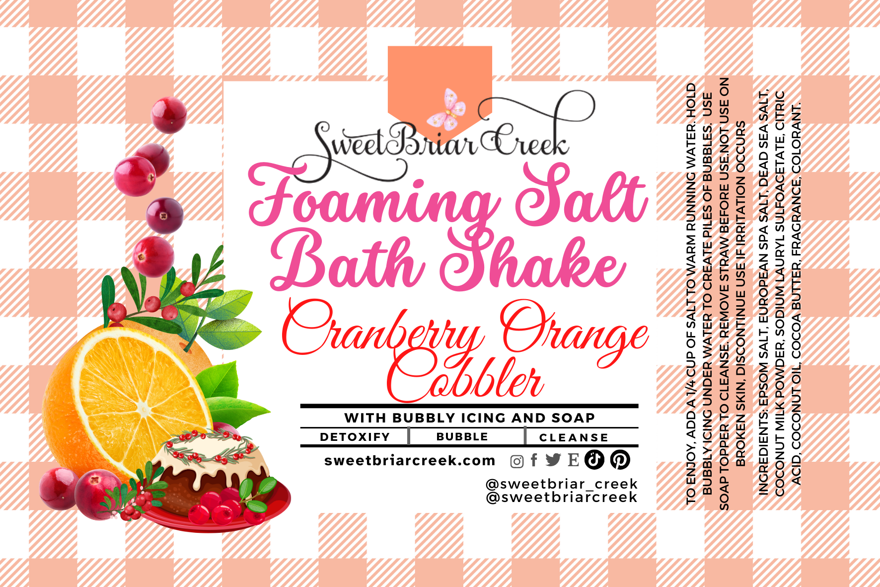 Cranberry Orange Cobbler Foaming Salt Bath Shake