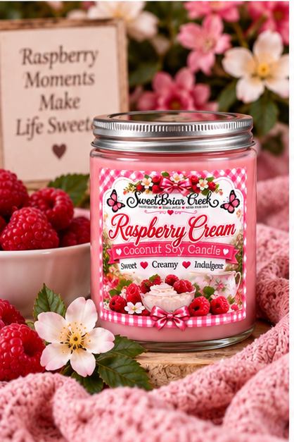Raspberry Cream Coconut Soy Candle