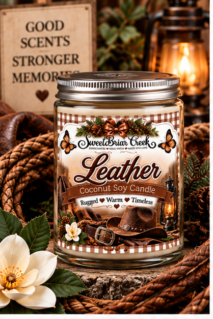 Leather Coconut Soy Candle