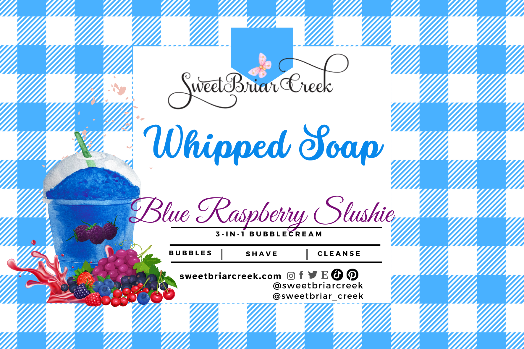 Blue Raspberry Slushie Whipped Soap & Shaving Cream