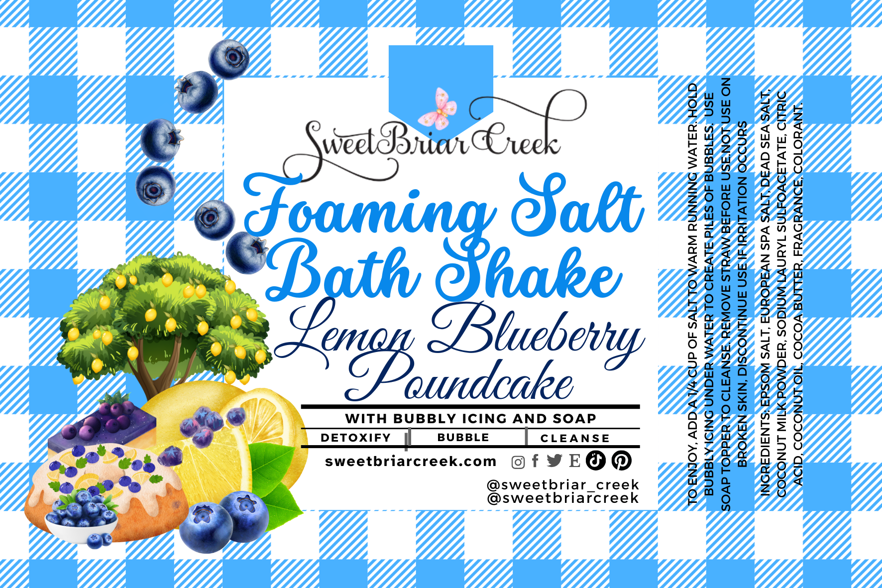 Lemon Blueberry Poundcake Foaming Salt Bath Shake