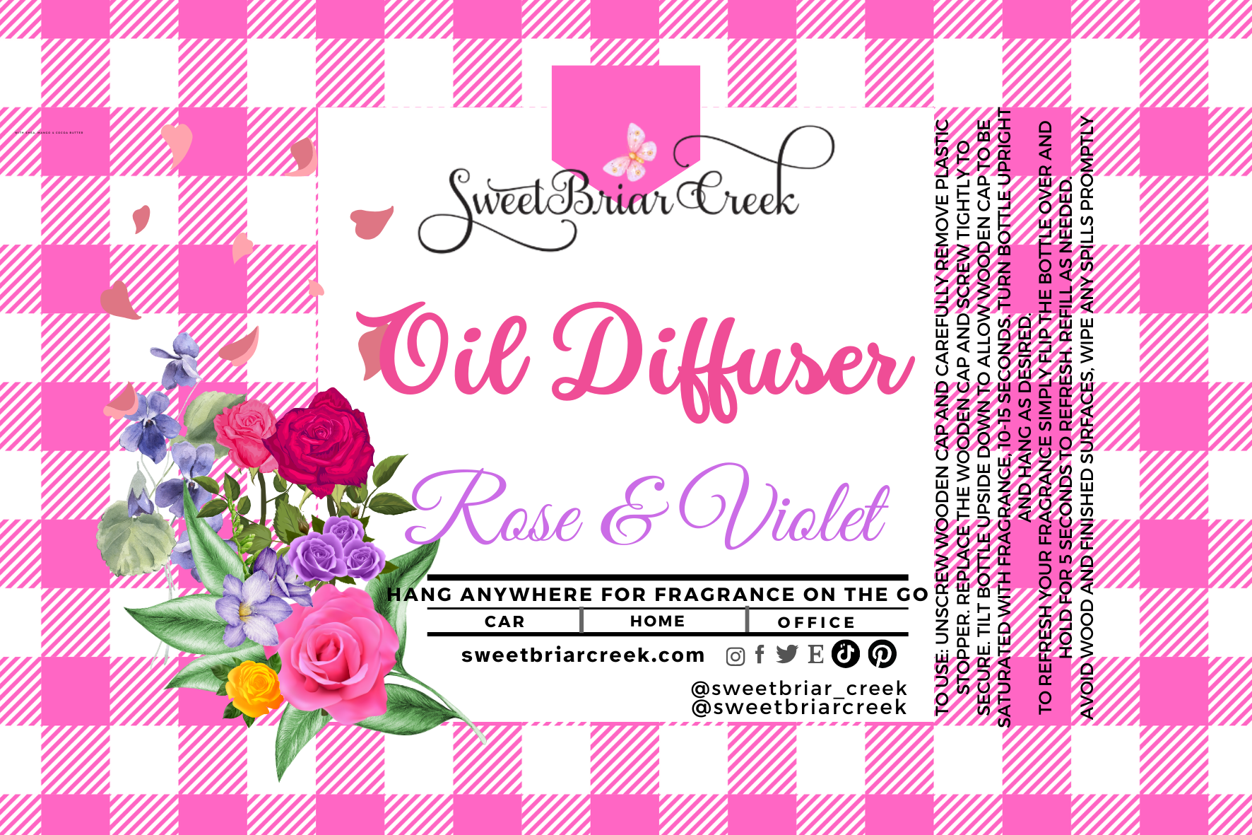 Rose & Violet Hanging Car Diffuser & Refills