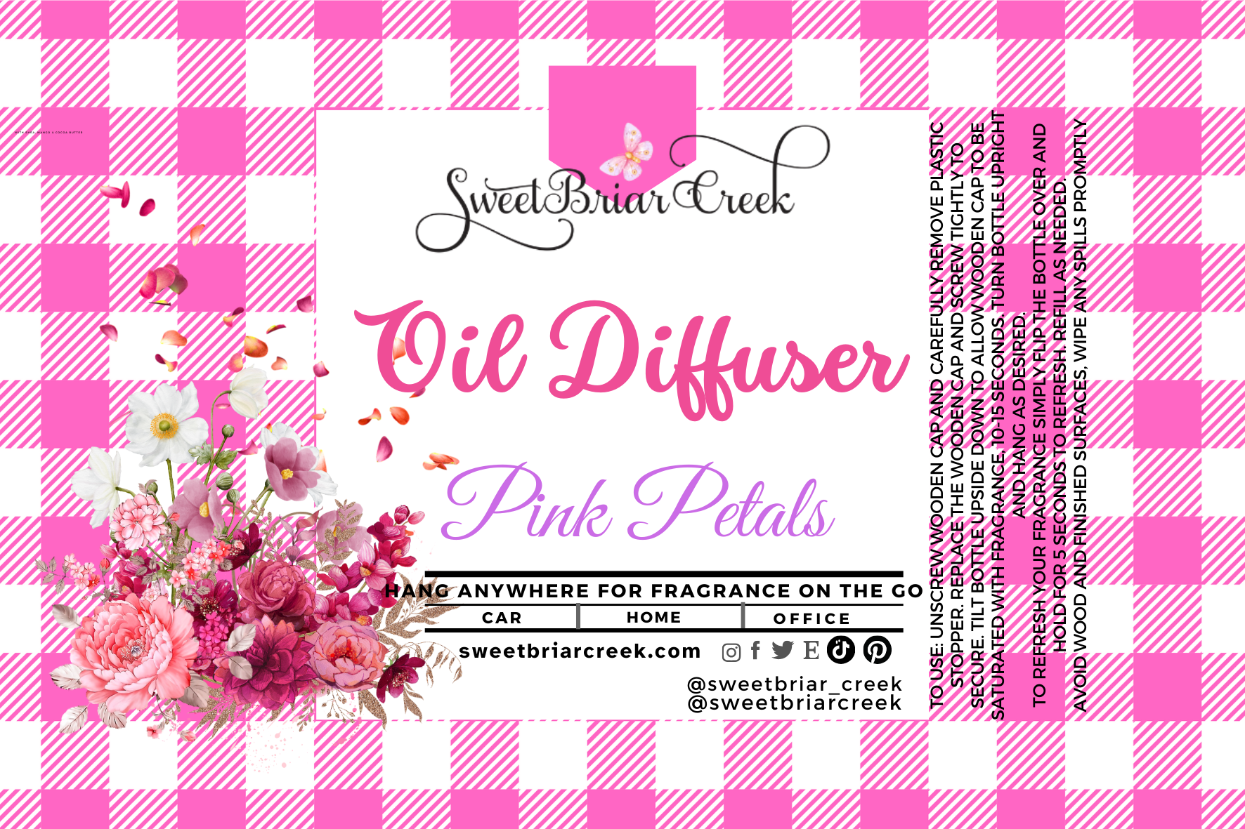 Pink Petals Hanging Car Diffuser & Refills