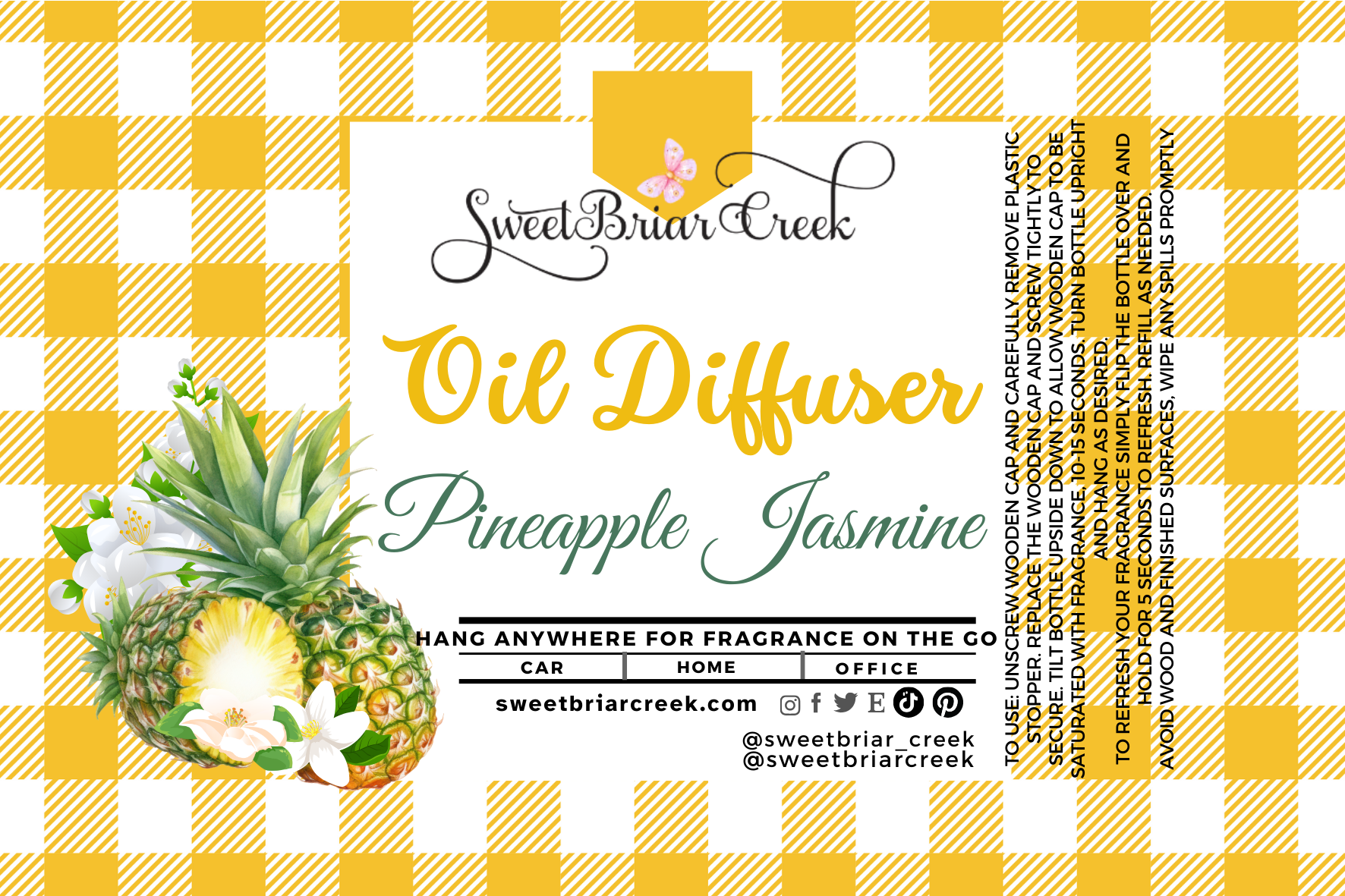 Pineapple Jasmine Hanging Car Diffuser & Refills