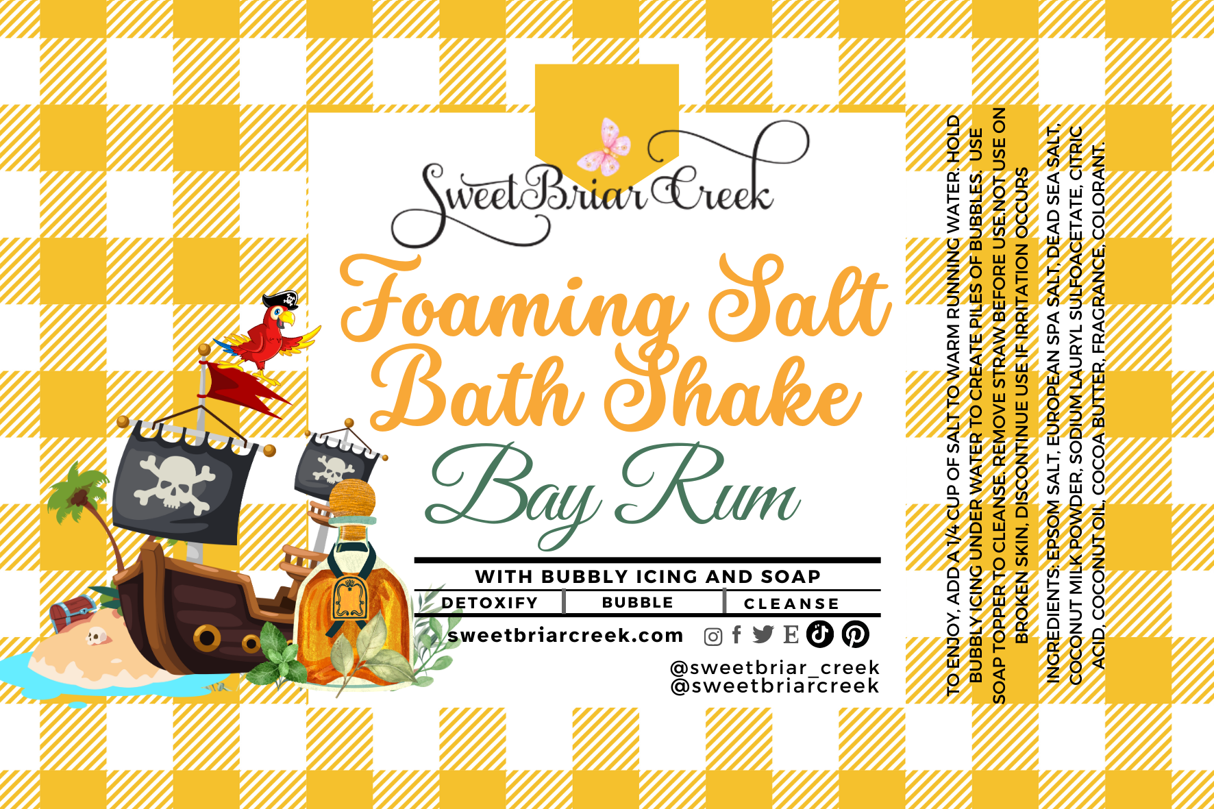 Bay Rum Foaming Salt Bath Shake
