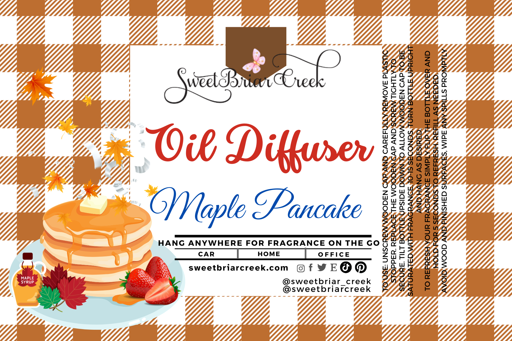 Maple Pancakes Hanging Car Diffuser & Refills
