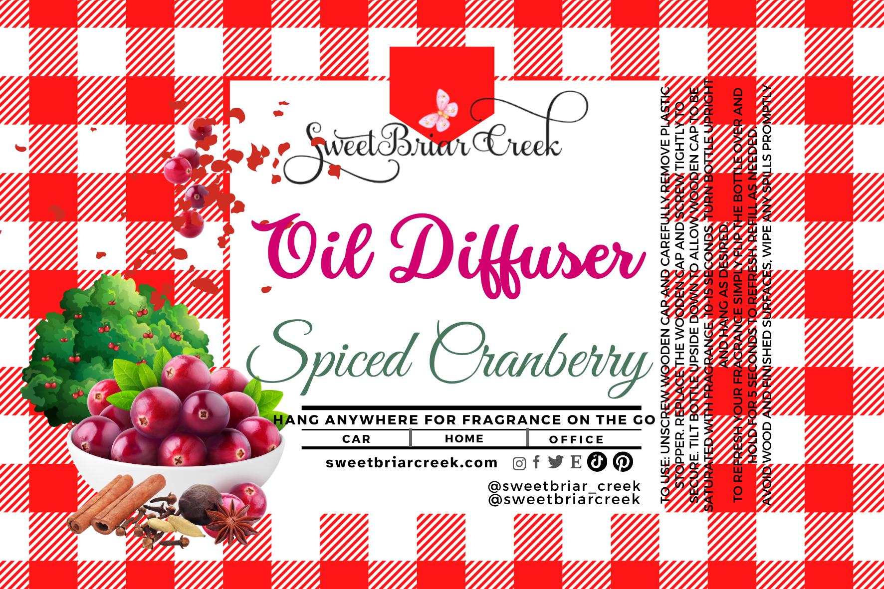 Spiced Cranberry Hanging Car Diffuser & Refills