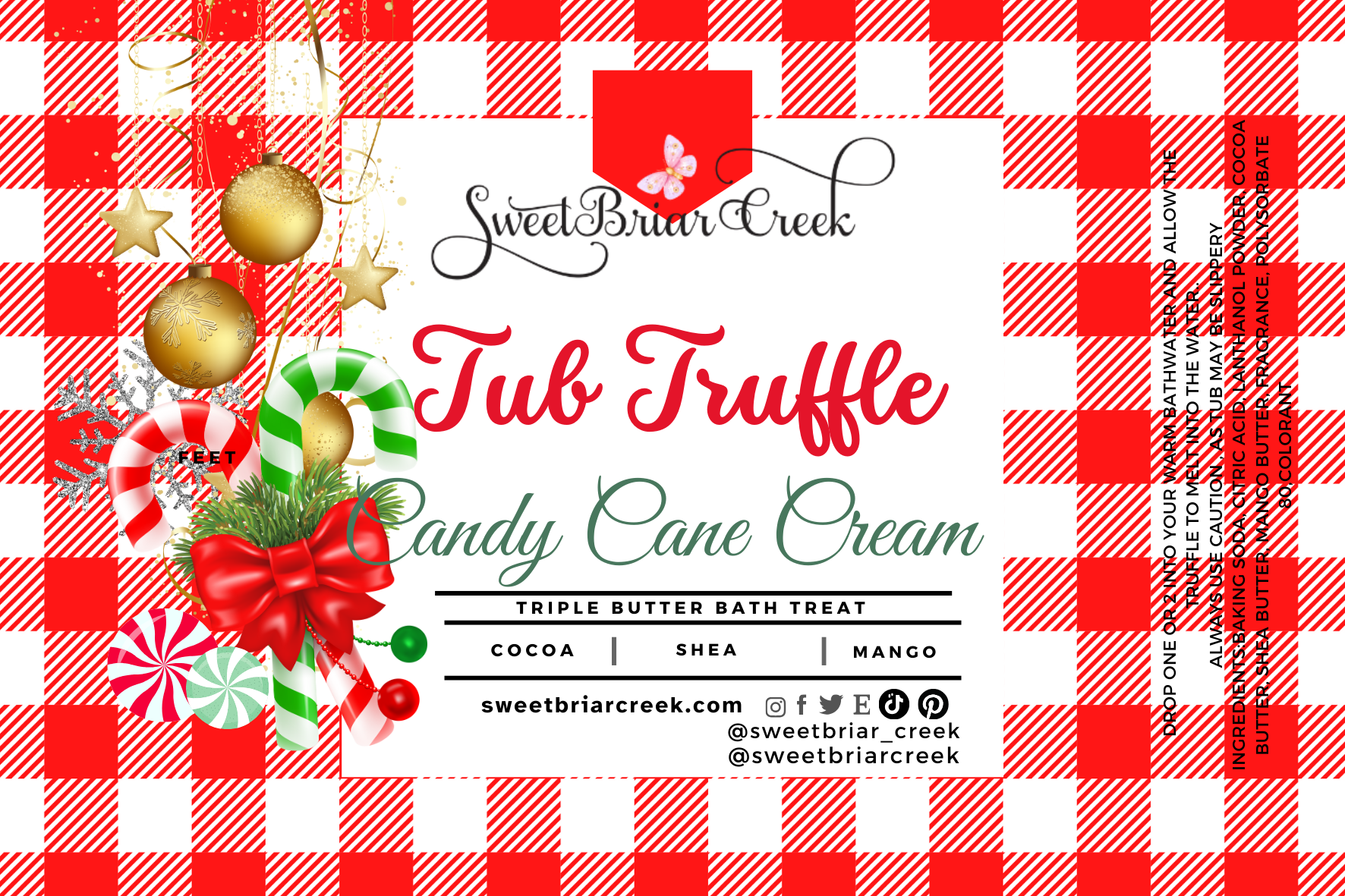 Candy Cane Cream Bath Butter Tub Truffles
