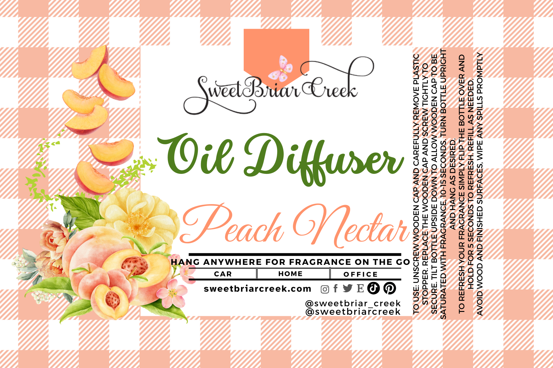 Peach Nectar Hanging Car Diffuser & Refills