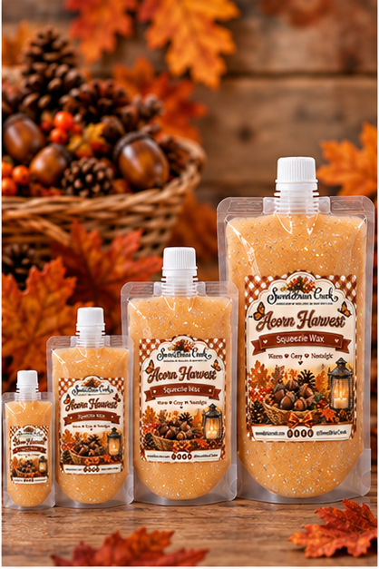 Acorn Harvest Squeezie Wax + Scoopable melts for Waxwarmer