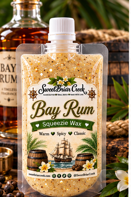 Bay Rum Squeezie Wax + Scoopable melts for Waxwarmer
