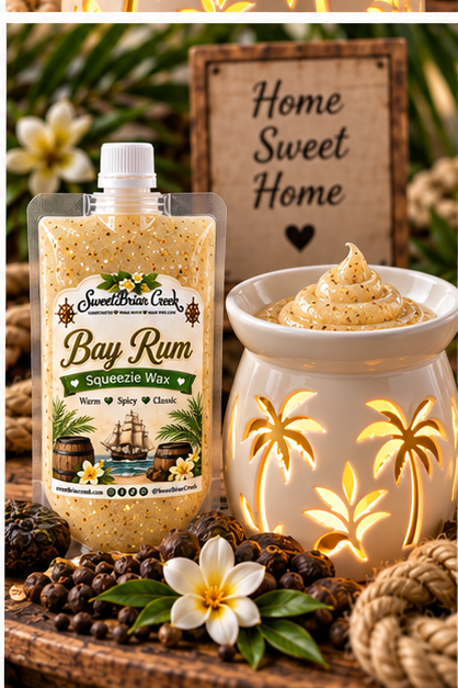Bay Rum Squeezie Wax + Scoopable melts for Waxwarmer
