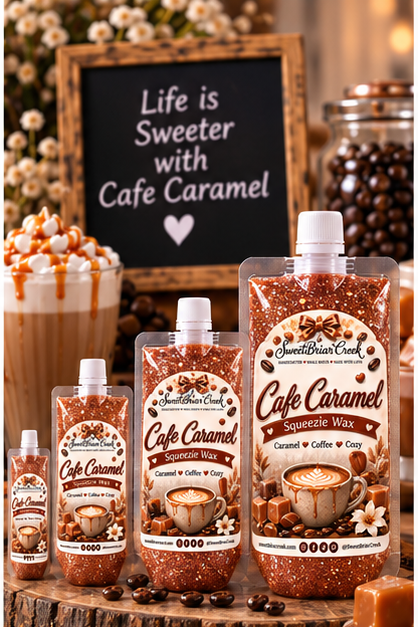 Cafe Caramel Squeezie Wax + Scoopable melts for Waxwarmer