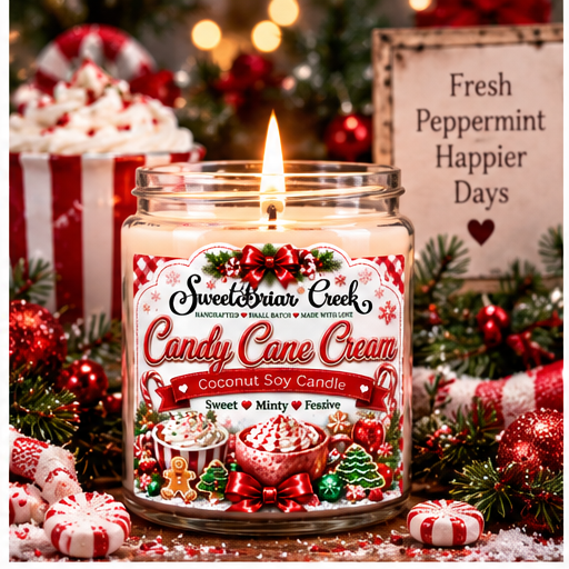 Candy Cane Cream Coconut Soy Candle