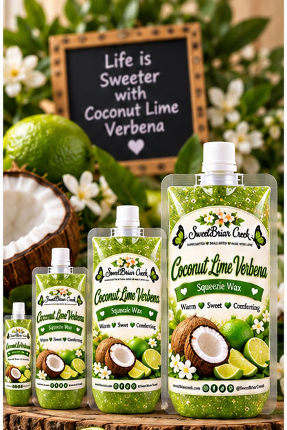 Coconut Lime Verbena Squeezie Wax + Scoopable melts for Waxwarmer