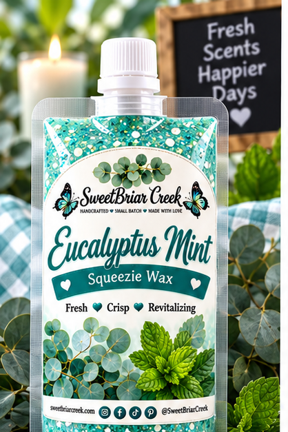 Eucalyptus Mint Squeezie Wax + Scoopable melts for Waxwarmer