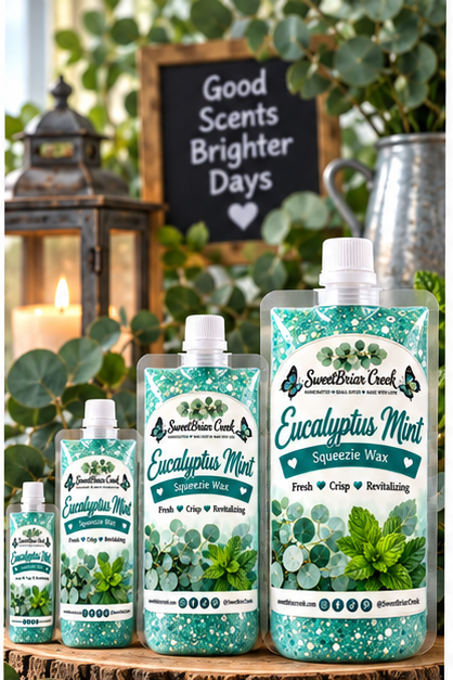 Eucalyptus Mint Squeezie Wax + Scoopable melts for Waxwarmer