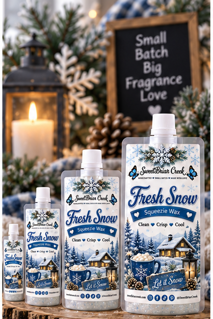 Fresh Snow Squeezie Wax + Scoopable melts for Waxwarmer