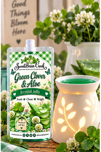 Green Clover & Aloe Krystal Jelly Squeeze for wax warmers.