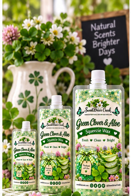 Green Clover & Aloe Squeezie Wax + Scoopable melts for Waxwarmer