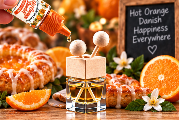 Hot Orange Danish Hanging Car Diffuser & Refills