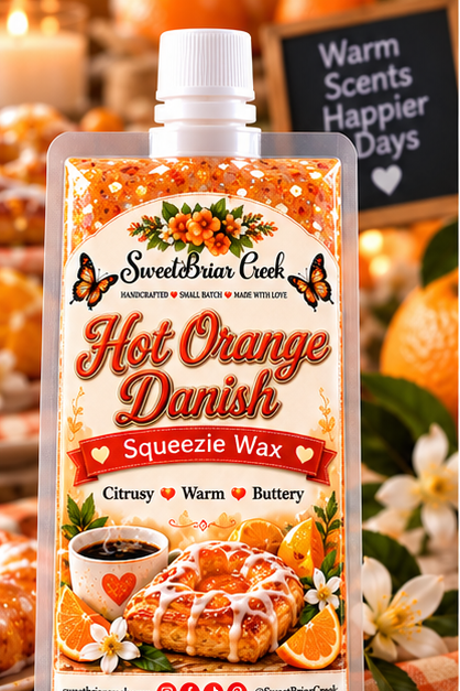 Hot Orange Danish Squeezie  Wax + Scoopable melts for Waxwarmer