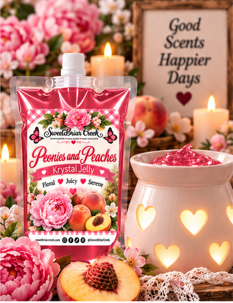 Peonies & Peaches Krystal Jelly Squeeze for wax warmers.