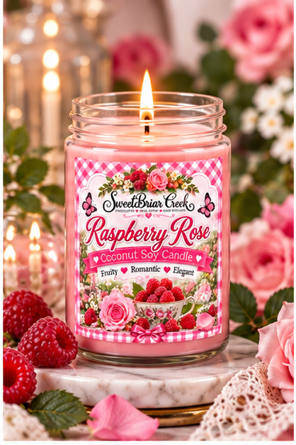 Raspberry Rose Coconut Soy Candle