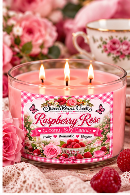 Raspberry Rose Coconut Soy Candle