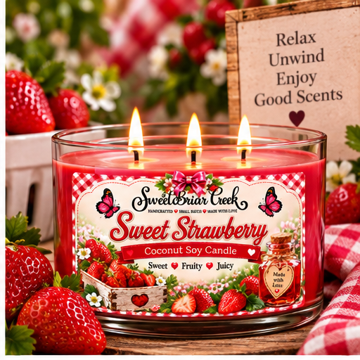 Sweet Strawberry Coconut Soy Candle